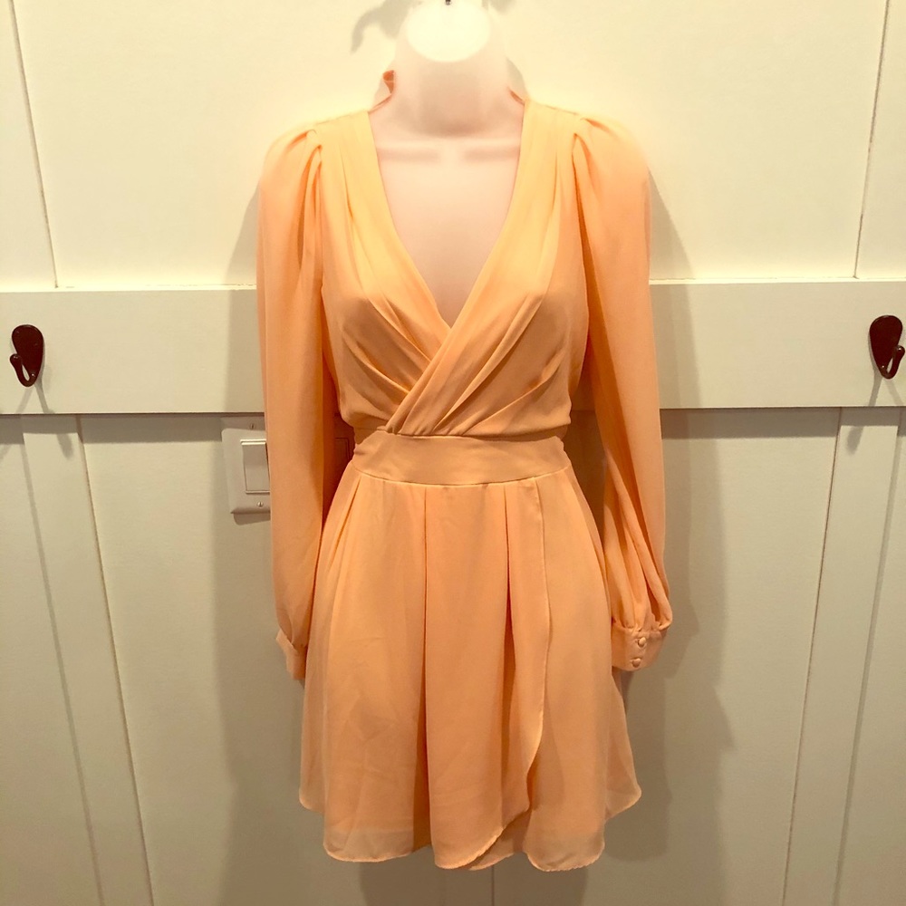 Peach chiffon boho mini dress by tfnc London